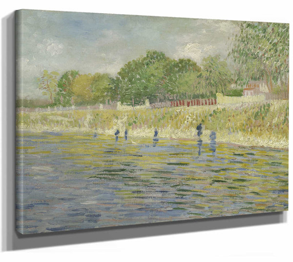 Vincent Van Gogh 14" x 11" / Stretched Canvas Wrap Bank Of The Seine By Vincent Van Gogh