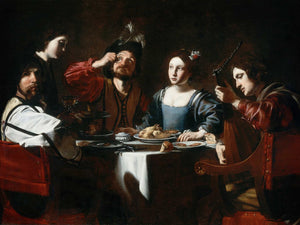 Nicolas Tournier Banquet Scene With A Lute Player By Nicolas Tournier