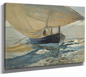 Barcas En La Playa By Joaquin Sorolla