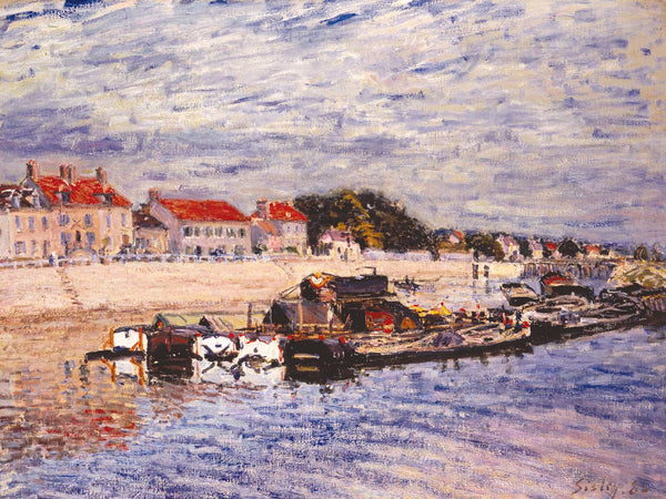 Alfred Sisley Barges On The Loing At Saint Mammes By Alfred Sisley