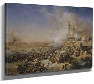 Leon Cogniet 14" x 11" / Stretched Canvas Wrap Bataille Dheliopolis By Leon Cogniet