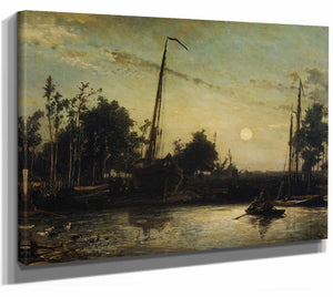 Bateau En Construction En Bord De Canal Paysage Hollandais By Johan Barthold Jongkind