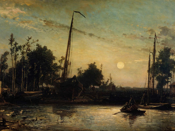 Johan Barthold Jongkind Bateau En Construction En Bord De Canal Paysage Hollandais By Johan Barthold Jongkind