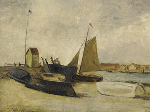 Jules Hereau Bateaux Au Port By Jules Hereau