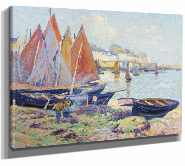 Paul Madeline 14" x 11" / Stretched Canvas Wrap Bateaux Et Debardeurs By Paul Madeline