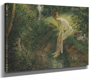 Camille Pissarro 14" x 11" / Stretched Canvas Wrap Bather In The Woods By Camille Pissarro