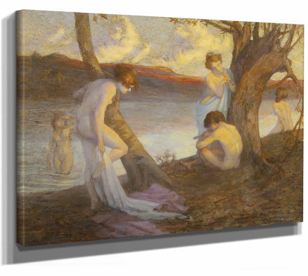 Bathers Along A Riverbank By Louis Marie Henri Raoul