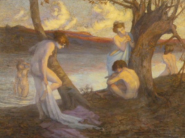 Louis Marie Henri Raoul Prat Bathers Along A Riverbank By Louis Marie Henri Raoul Prat