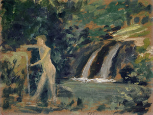 Ernst Schiess Bathing Boy In A River In The Woods By Ernst Schiess