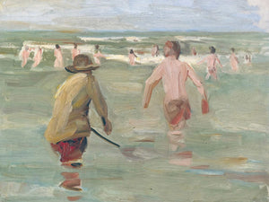 Max Liebermann Bathing Boys With Crab Fisherman By Max Liebermann