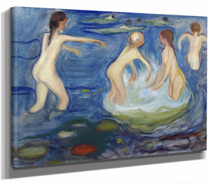 Edvard Munch 14" x 11" / Stretched Canvas Wrap Bathing Girls (1897–99) By Edvard Munch