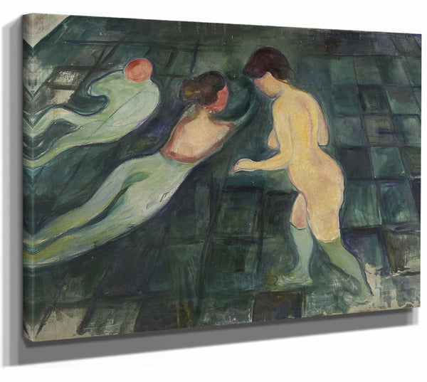 Edvard Munch 14" x 11" / Stretched Canvas Wrap Bathing Women (1896–97) By Edvard Munch