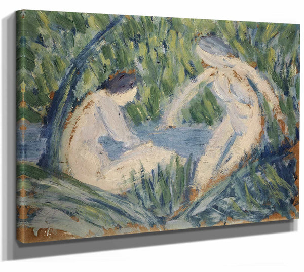 Ernst Schiess 14" x 11" / Stretched Canvas Wrap Bathing By Ernst Schiess