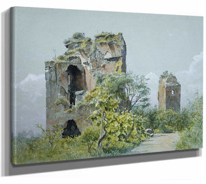 William Stanley Haseltine 14" x 11" / Stretched Canvas Wrap Baths Of Trajan By William Stanley Haseltine