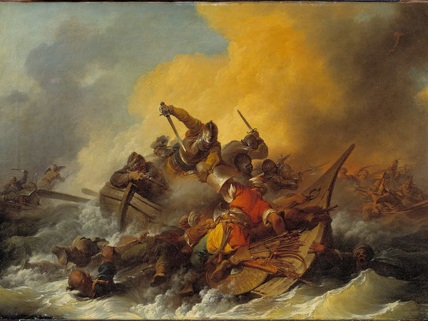 Philippe Jacques De Loutherbourg Battle At Sea Between Soldiers And Oriental Pirates By Philippe Jacques De Loutherbourg