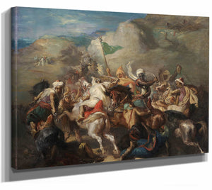 Battle Of Arab Horsemen Around A Standard By Theodore Chasseriau