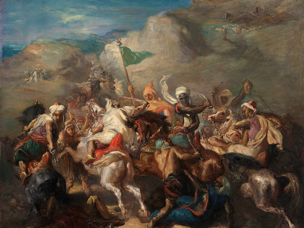 Theodore Chasseriau Battle Of Arab Horsemen Around A Standard By Theodore Chasseriau