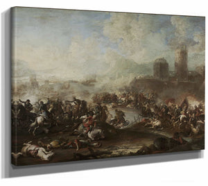 Joseph Parrocel 14" x 11" / Stretched Canvas Wrap Battle Of Christians Against The Turks By Joseph Parrocel