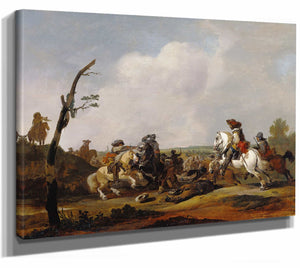 Johannes Lingelbach 14" x 11" / Stretched Canvas Wrap Battle Scene (About 1651–1652) By Johannes Lingelbach