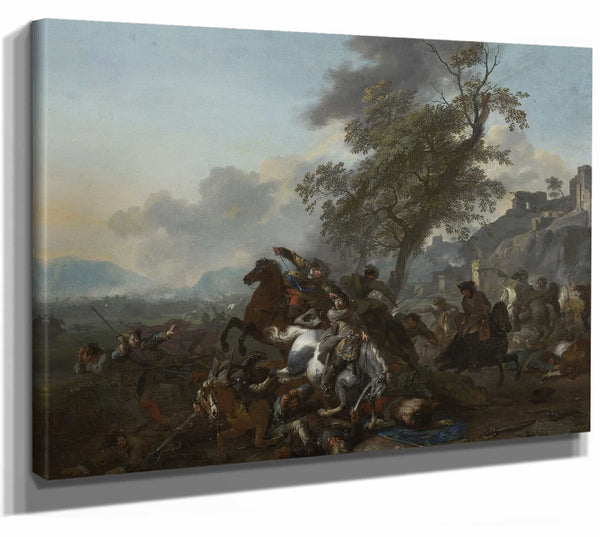 Jan Van Huchtenburg 14" x 11" / Stretched Canvas Wrap Battle By Jan Van Huchtenburg