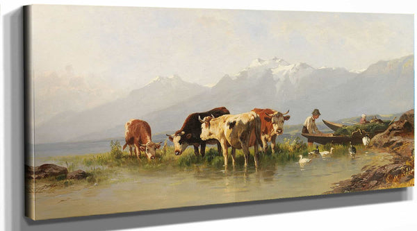 Christian Friedrich Mali Bauer Und Bauerin Mit Gansen Und Kuhen Am Achensee By Christian Friedrich Mali