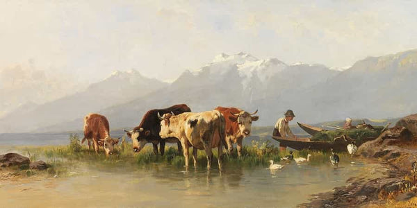 Christian Friedrich Mali Bauer Und Bauerin Mit Gansen Und Kuhen Am Achensee By Christian Friedrich Mali