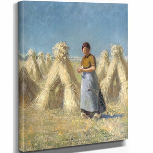 Charles Myr Lesaar 11" x 14" / Stretched Canvas Wrap Bauerin Mit Korngarben By Charles Myr Lesaar