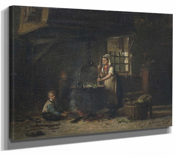 Bauerliches Kucheninterieur By Hendrik Valkenburg