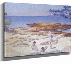 Henri Edmond Cross 14" x 11" / Stretched Canvas Wrap Beach At Cabasson By Henri Edmond Cross