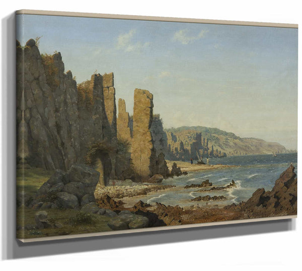 Vilhelm Kyhn 14" x 11" / Stretched Canvas Wrap Beach Formation On Bornholm Scene From Ro By Vilhelm Kyhn