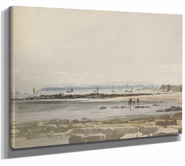 Samuel Prout 14" x 11" / Stretched Canvas Wrap Beach Scene By Samuel Prout