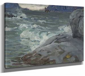 Anna Boberg 14" x 11" / Stretched Canvas Wrap Beach Study From North Norway By Anna Boberg