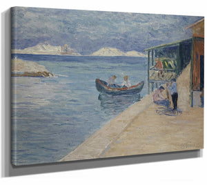 Beach With Fishermans Inn By Ernst Schiess