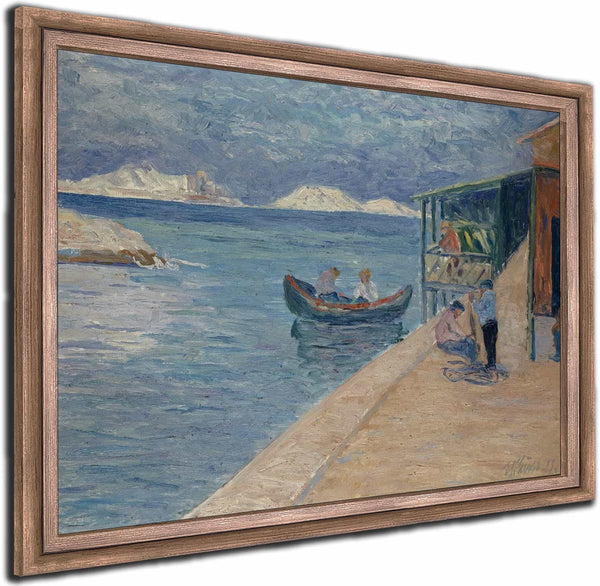 Beach With Fishermans Inn By Ernst Schiess