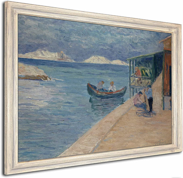 Beach With Fishermans Inn By Ernst Schiess