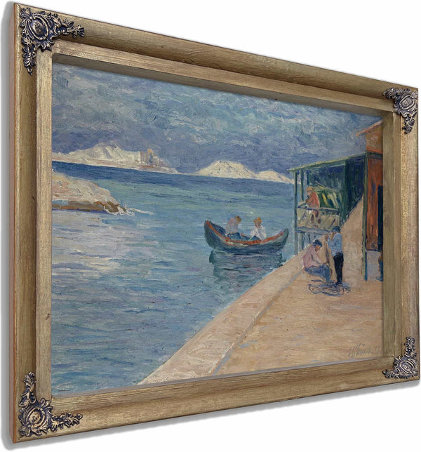 Beach With Fishermans Inn By Ernst Schiess