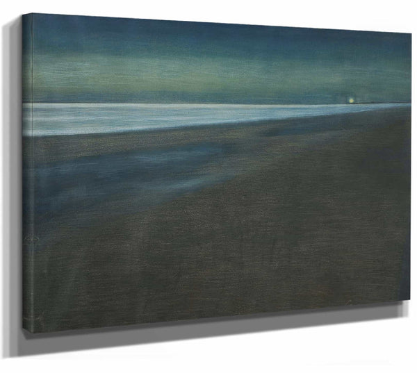 Leon Spilliaert 14" x 11" / Stretched Canvas Wrap Beachview At Night By Leon Spilliaert