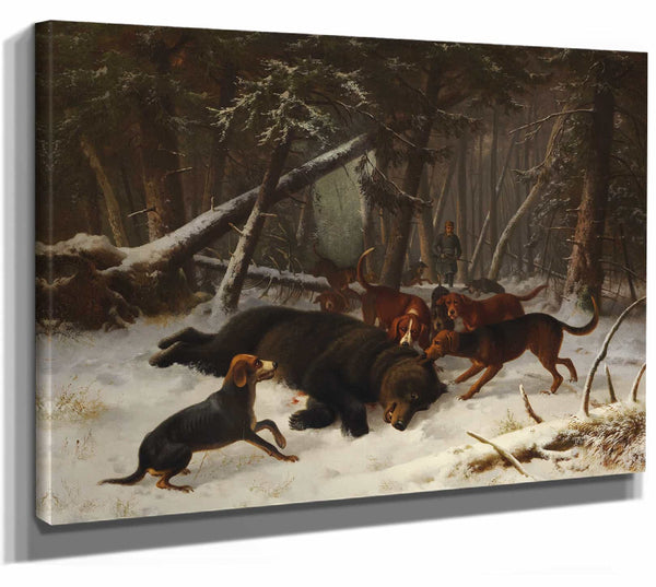 Wilhelm Reinhardt 14" x 11" / Stretched Canvas Wrap Bear Hunt By Wilhelm Reinhardt