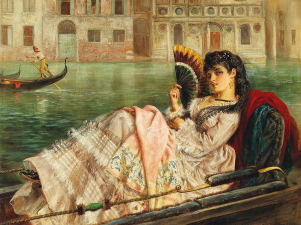 K Halswelle Beautiful Venetian Lady In The Gondola By K Halswelle