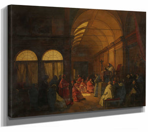 Francois Marius Granet 14" x 11" / Stretched Canvas Wrap Before The Conclave By Francois Marius Granet