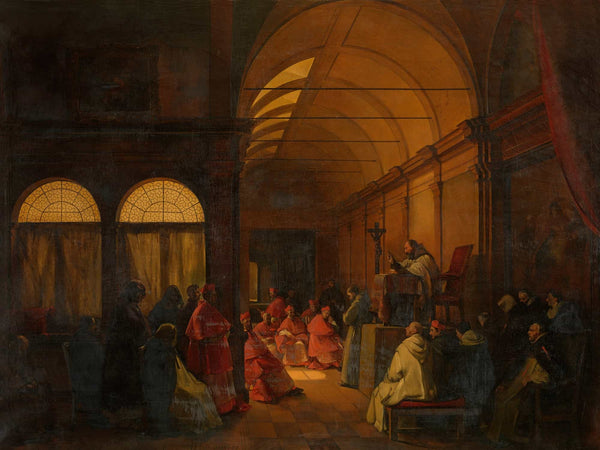 Francois Marius Granet Before The Conclave By Francois Marius Granet