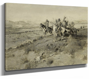 Charles Marion Russell 14" x 11" / Stretched Canvas Wrap Before The White Man Came By Charles Marion Russell