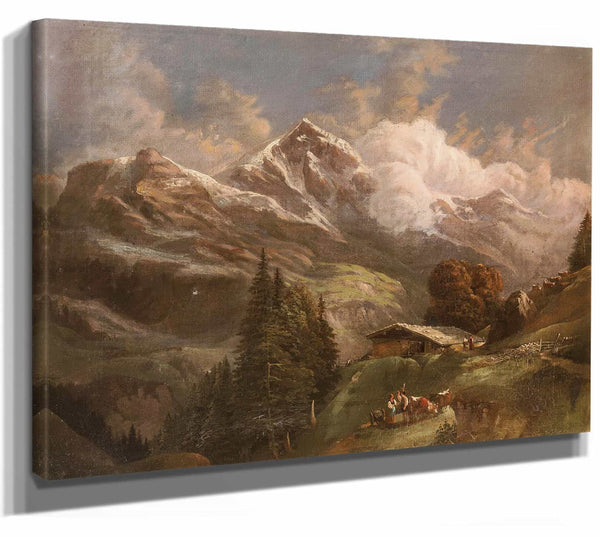 Belebte Hochalm Mit Blick Auf Alpengipfel By Gustav Barbarini