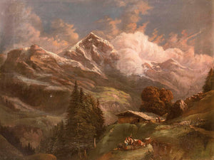 Gustav Barbarini Belebte Hochalm Mit Blick Auf Alpengipfel By Gustav Barbarini