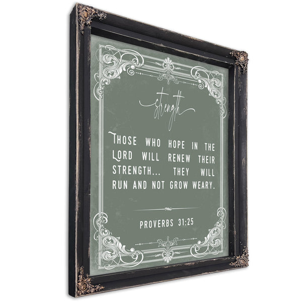 Bella Frye 11 x 14 inches / Black Frame Isaiah 40:31 Wall Art – Renewed Strength – Christian Bible Verse Print