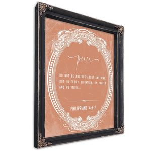 Bella Frye 11 x 14 inches / Black Frame Philippians 4:6-7 Bible Verse Wall Art – Peace Through Prayer – Christian Scripture Print