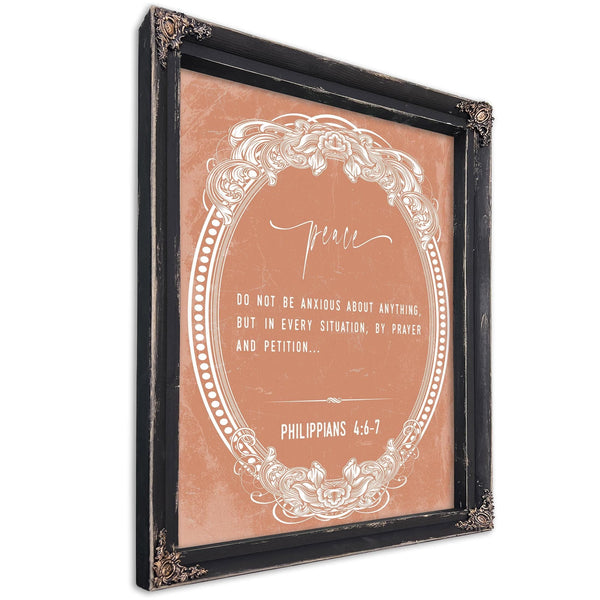 Bella Frye 11 x 14 inches / Black Frame Philippians 4:6-7 Bible Verse Wall Art – Peace Through Prayer – Christian Scripture Print