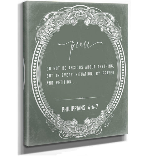 Bella Frye 11 x 14 inches / Stretched Canvas Wrap Philippians 4:6-7 Bible Verse Wall Art – Peace Through Prayer – Christian Scripture Print