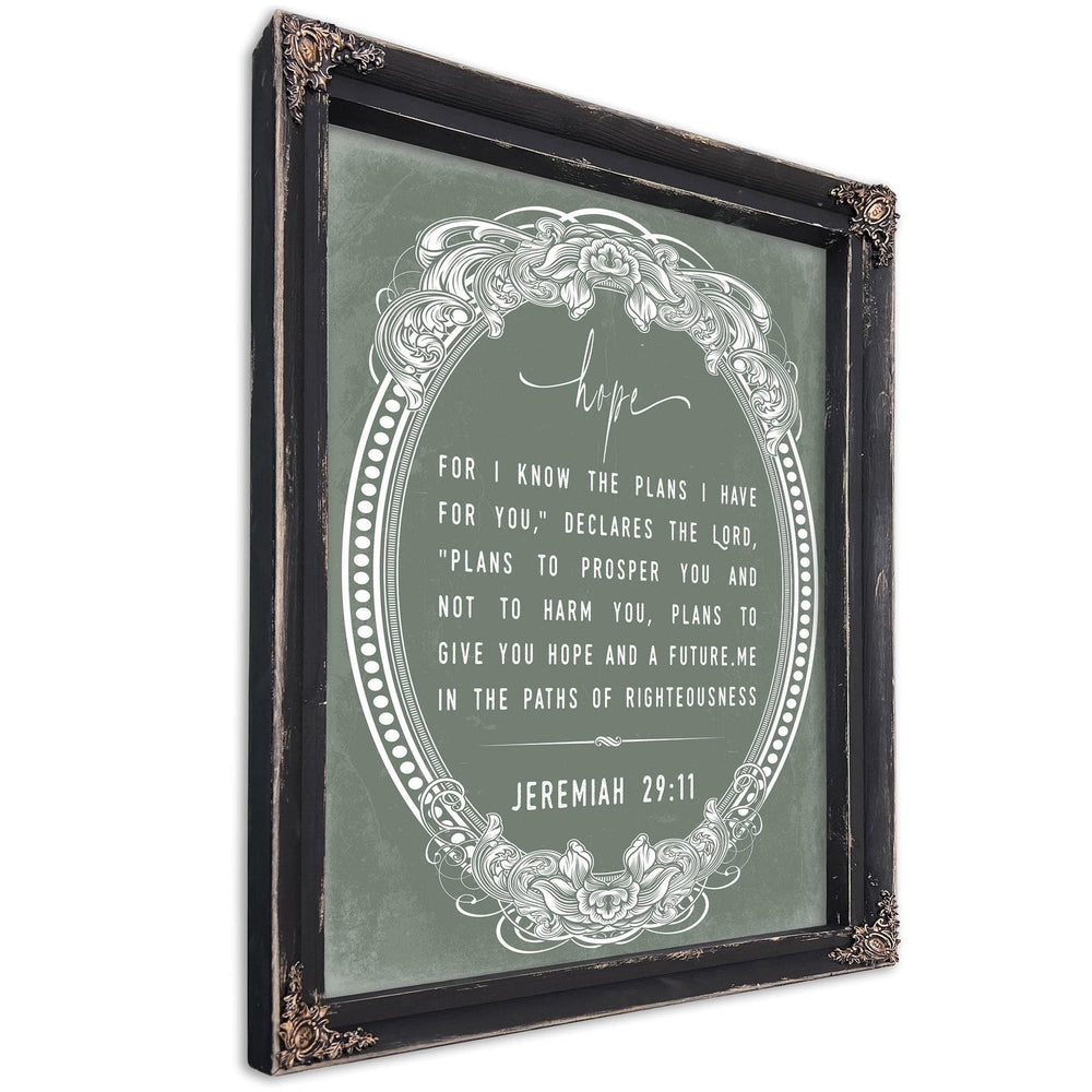 Bella Frye 11 x 14 inches / Black Frame Jeremiah 29:11 Bible Verse Art – Hope of the Spirit – Framed Christian Decor