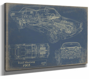 Bella Frye Home & Garden > Decor > Artwork 24" x 18" / Stretched Canvas Wrap / Blue 1965 Ford Mustang  Original Artwork